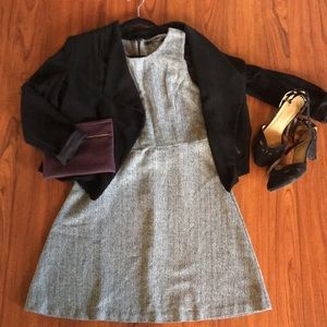 Black, white and gold knee length dress